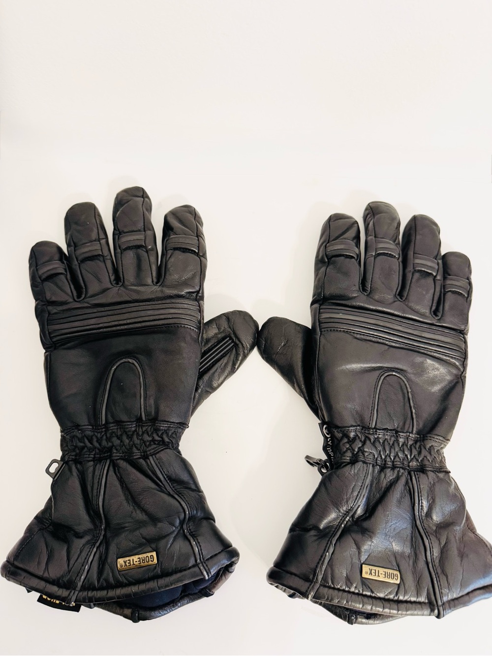 Vintage Olympia Sports Men Gore-Tex Black Leather Waterproof Motorcycle Gloves
